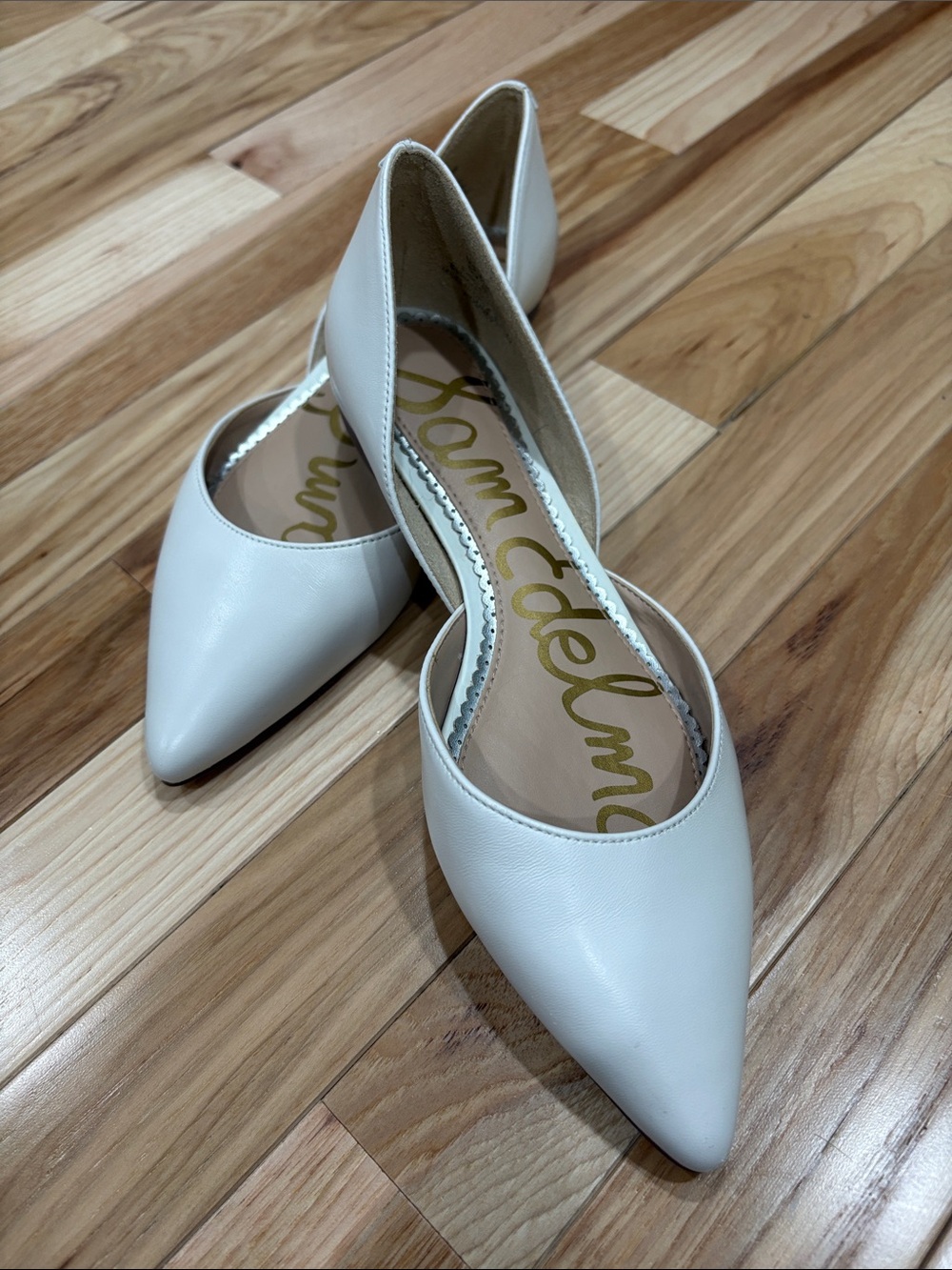 Sam Edelman White Pointed-Toe Rodney Flats
